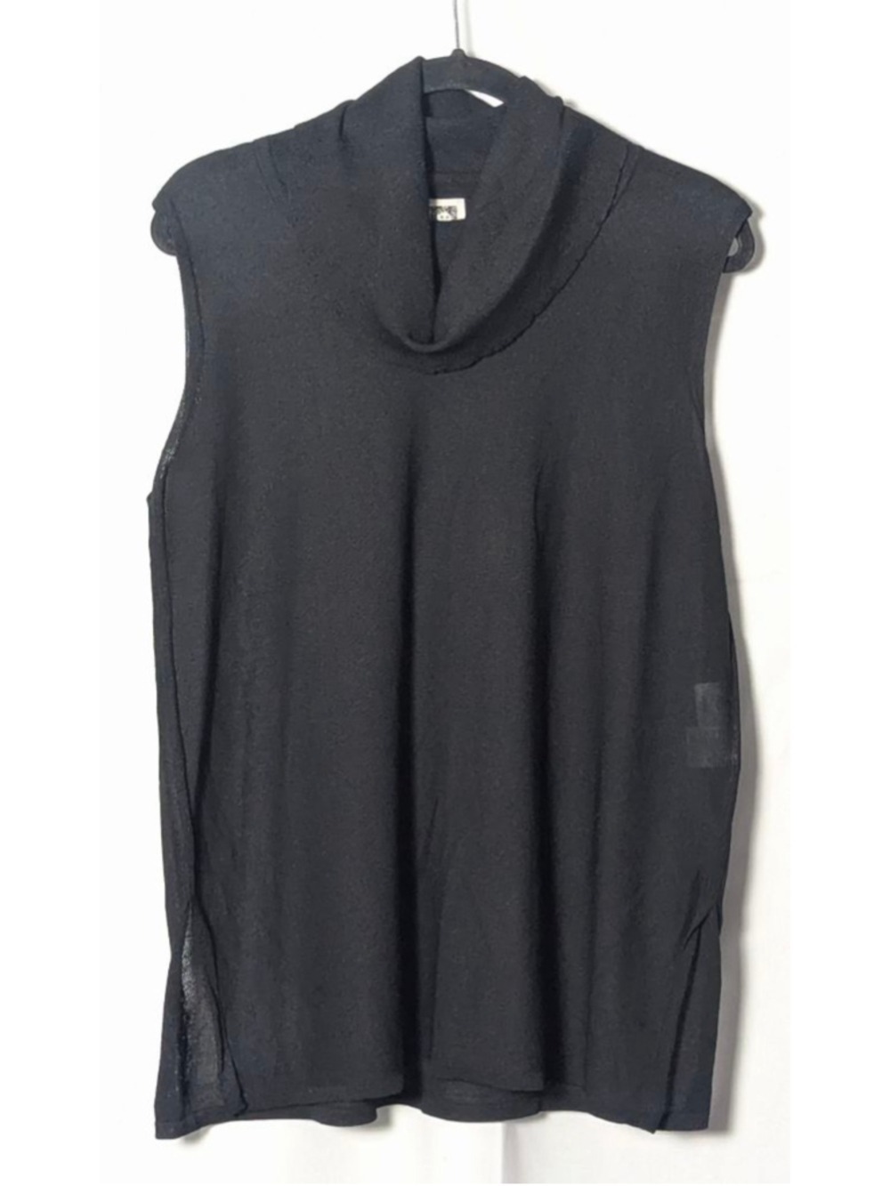 Anne Klein Black Sleeveless Turtleneck Top Large Lightweight